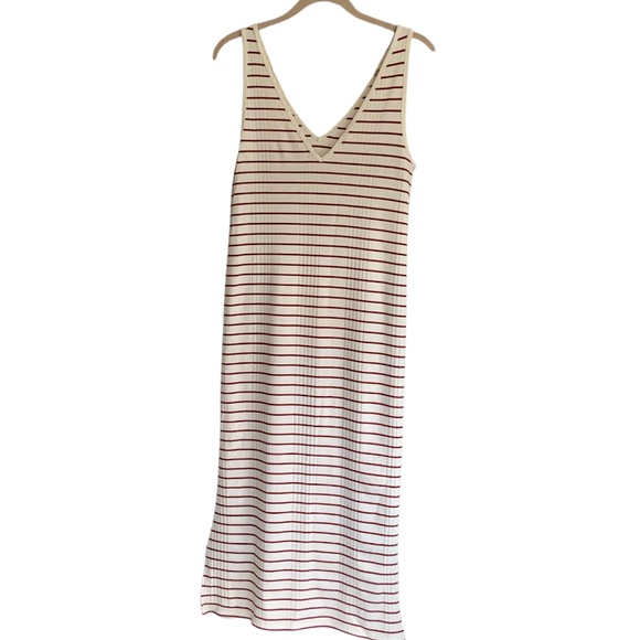 Banana Republic Semi-fitted Ribbed Knit Jersey V-Neck Tank Dress Cream R… - Picture 5 of 11